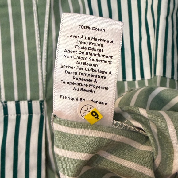 Talbots Shirt Green White Striped Poplin Collar Button cuffs Pullover size XL - Picture 7 of 7